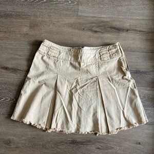 Free People Khaki Pleated Mini Skirt